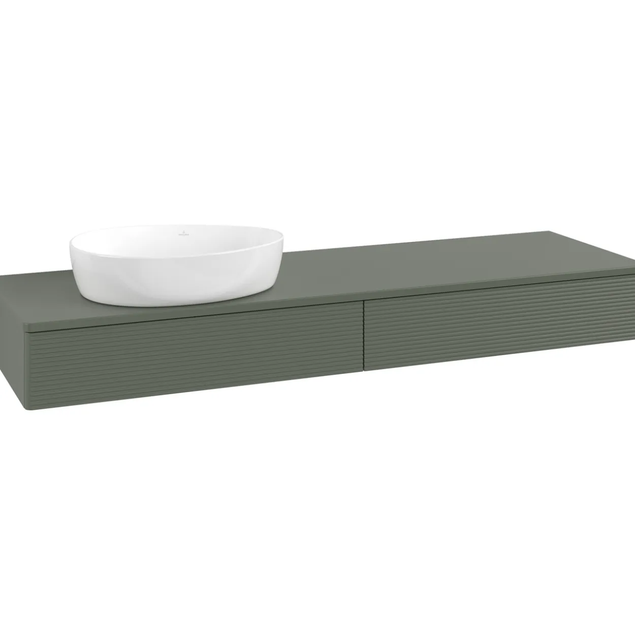 V&b antao servantskap 2 skuffer rillet 1600x190x500 venstre u/kranhull grønn