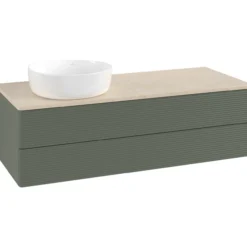 V&b antao servantskap 2 skuffer rillet 1200x360x500 venstre u/kranhull grønn/créme