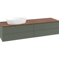 V&b antao servantskap 4 skuffer rillet 1600x360x500 venstre u/kranhull grønn/valnøtt