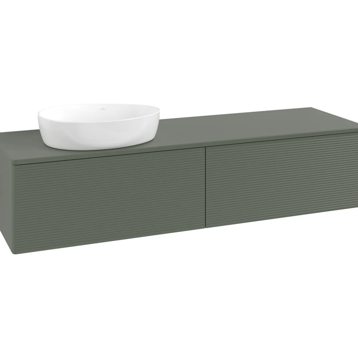 V&b antao servantskap 2 skuffer rillet 1600x360x500 venstre u/kranhull grønn