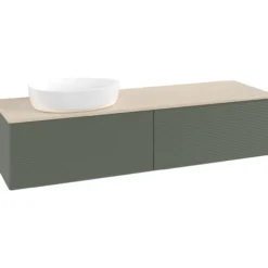 V&b antao servantskap 2 skuffer rillet 1600x360x500 venstre u/kranhull grønn/créme