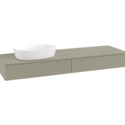 V&b antao servantskap 2 skuffer rillet 1600x190x500 venstre u/kranhull stengrå