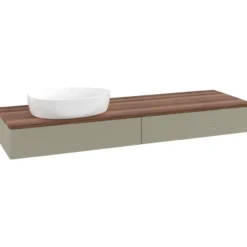 V&b antao servantskap 2 skuffer rillet 1600x190x500 venstre u/kranhull stengrå/valnøtt