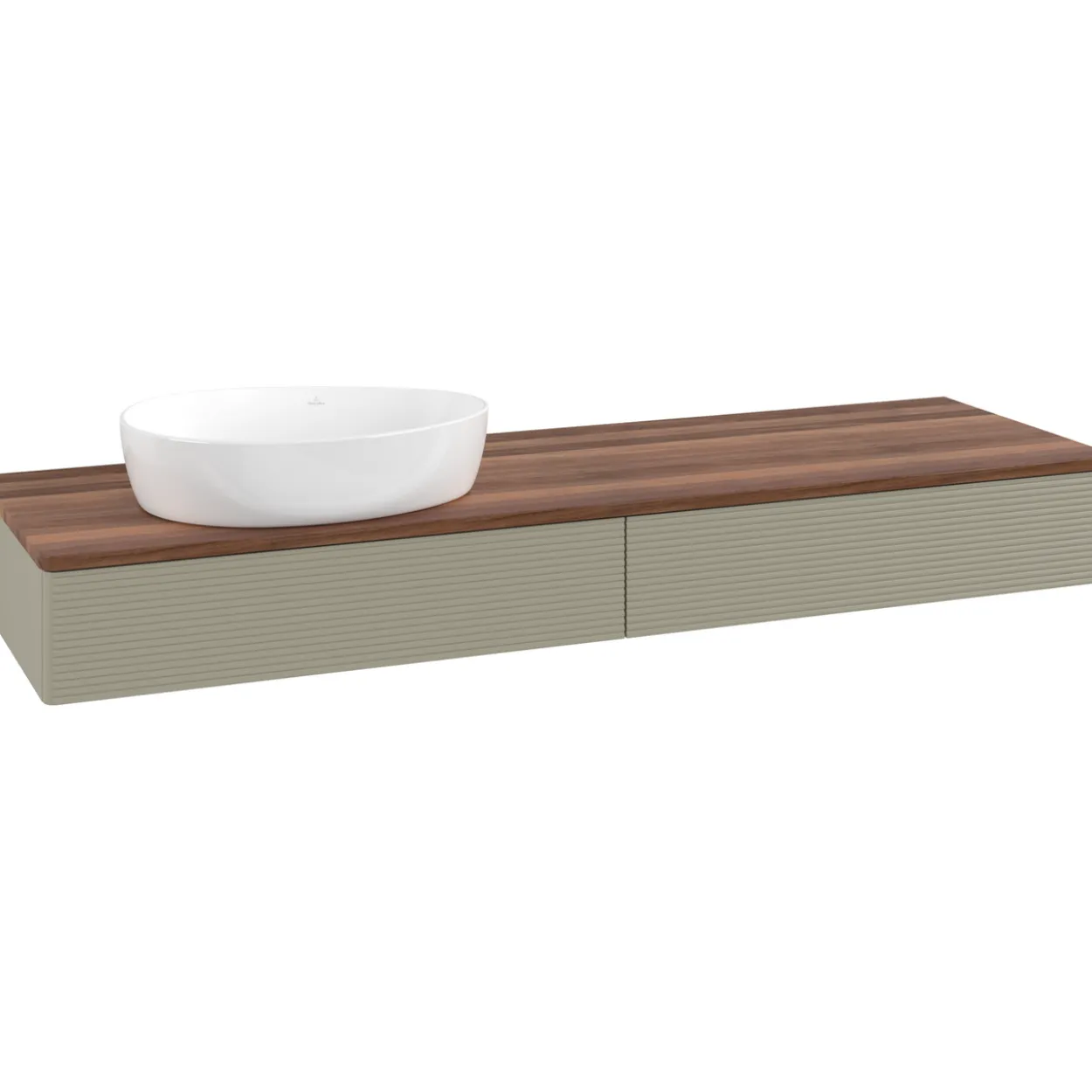 V&b antao servantskap 2 skuffer rillet 1600x190x500 venstre u/kranhull stengrå/valnøtt