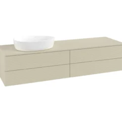 V&b antao servantskap 4 skuffer rillet 1600x360x500 venstre u/kranhull silkegrå