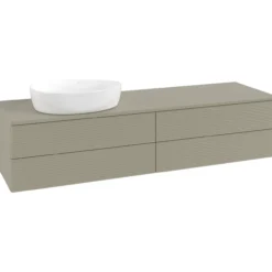 V&b antao servantskap 4 skuffer rillet 1600x360x500 venstre u/kranhull stengrå
