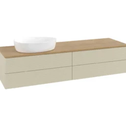 V&b antao servantskap 4 skuffer rillet 1600x360x500 venstre u/kranhull silkegrå/eik