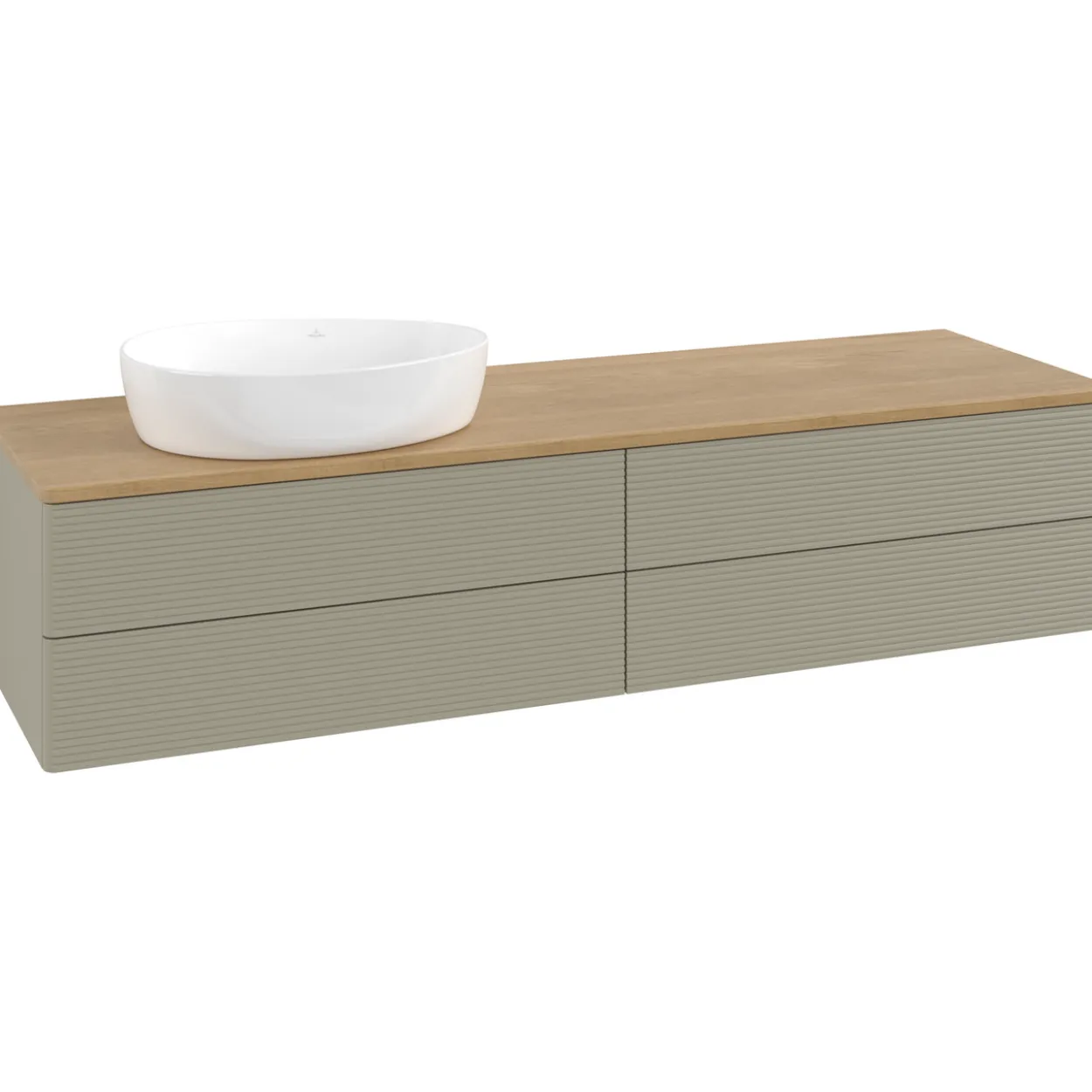 V&b antao servantskap 4 skuffer rillet 1600x360x500 venstre u/kranhull stengrå/eik
