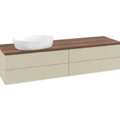 V&b antao servantskap 4 skuffer rillet 1600x360x500 venstre u/kranhull silkegrå/valnøtt