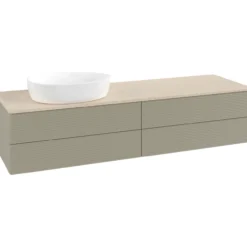 V&b antao servantskap 4 skuffer rillet 1600x360x500 venstre u/kranhull stengrå/créme