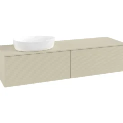 V&b antao servantskap 2 skuffer rillet 1600x360x500 venstre u/kranhull silkegrå