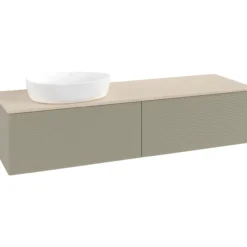 V&b antao servantskap 2 skuffer rillet 1600x360x500 venstre u/kranhull stengrå/créme