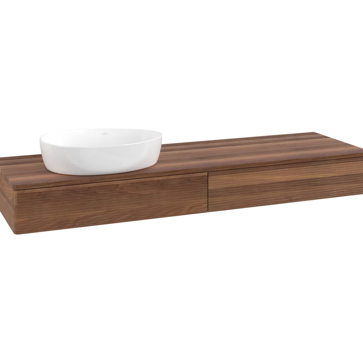 V&b antao servantskap 2 skuffer rillet 1600x190x500 venstre u/kranhull valnøtt/valnøtt
