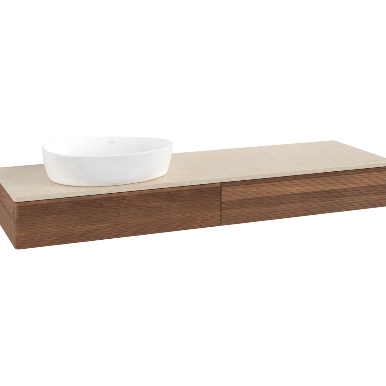 V&b antao servantskap 2 skuffer rillet 1600x190x500 venstre u/kranhull valnøtt/créme