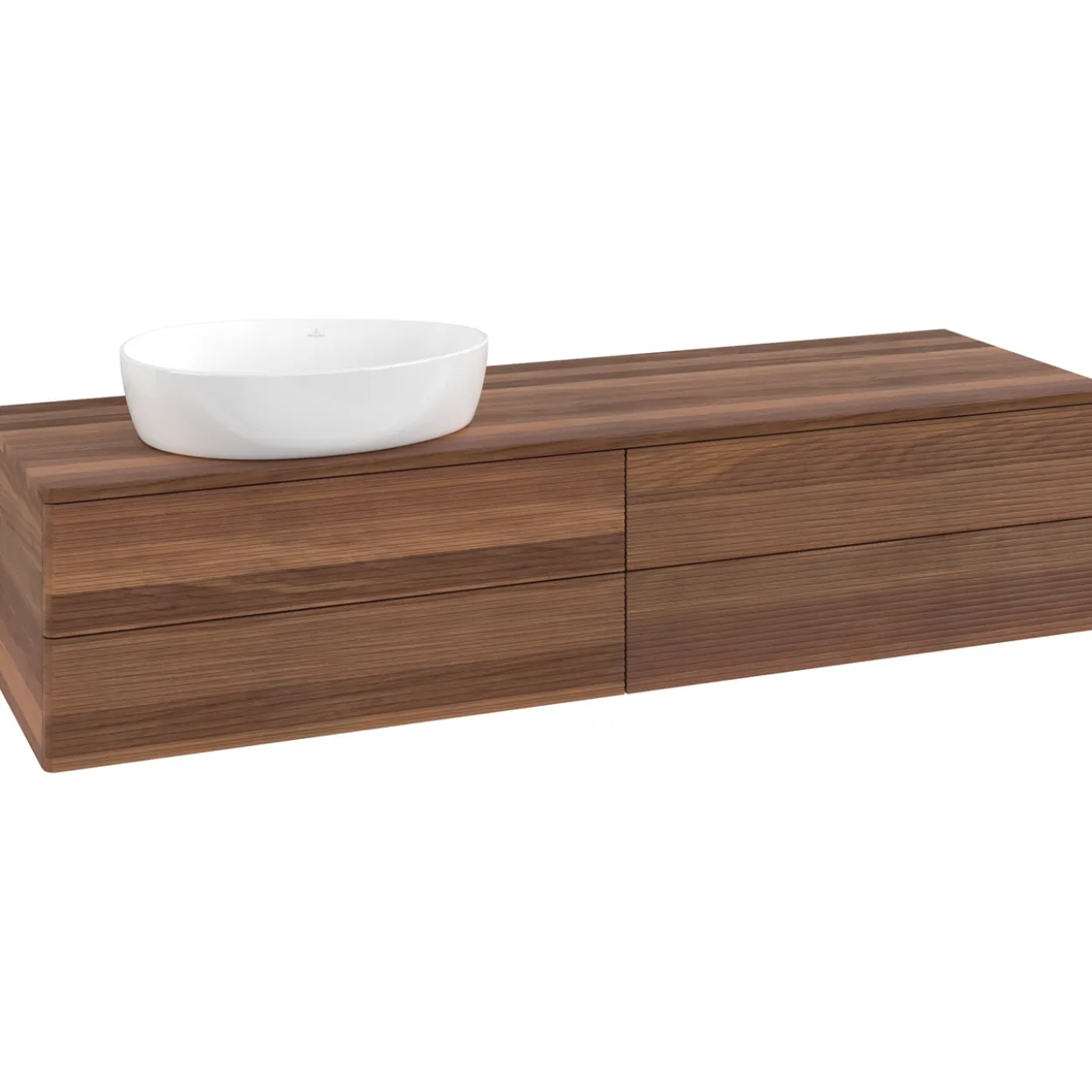 V&b antao servantskap 4 skuffer rillet 1600x360x500 venstre u/kranhull valnøtt/valnøtt