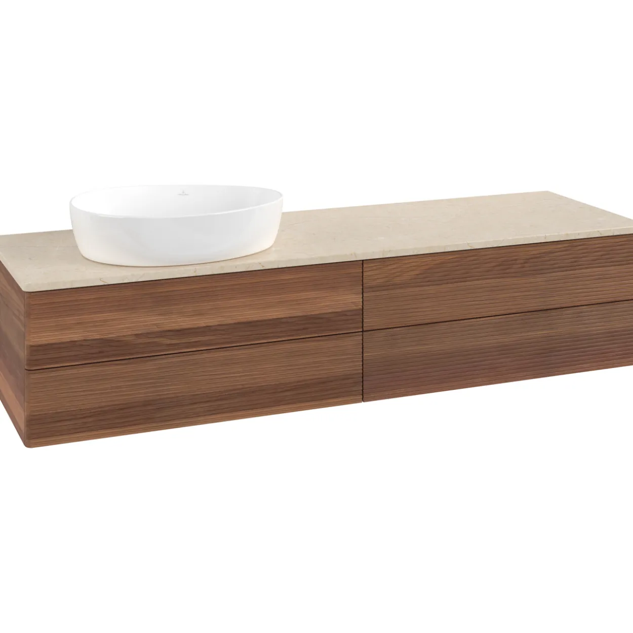 V&b antao servantskap 4 skuffer rillet 1600x360x500 venstre u/kranhull valnøtt/créme