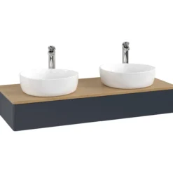 V&b antao servantskap 1 skuff glatt 1200x190x500 for 2 serv. m/kranhull blå/eik