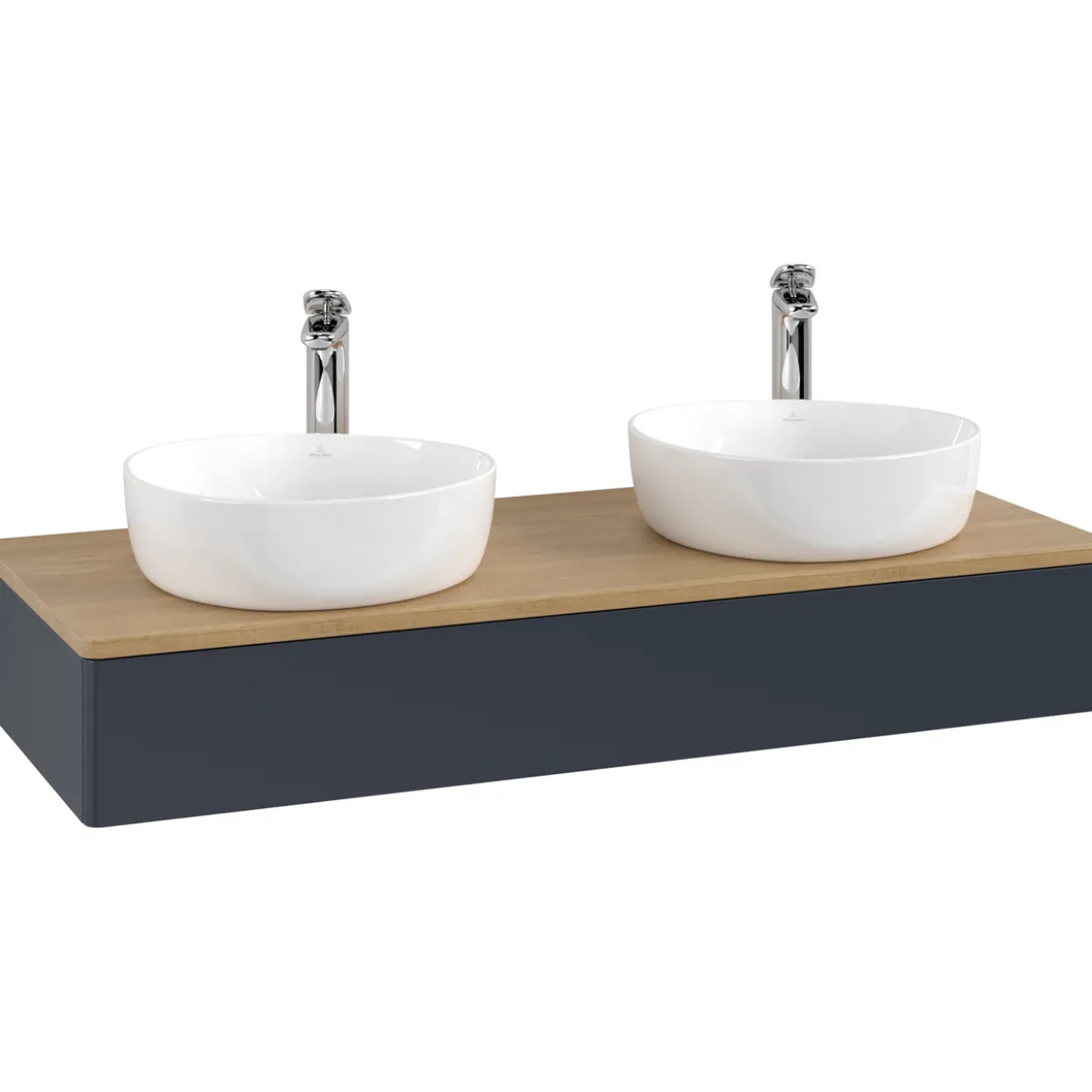 V&b antao servantskap 1 skuff glatt 1200x190x500 for 2 serv. m/kranhull blå/eik