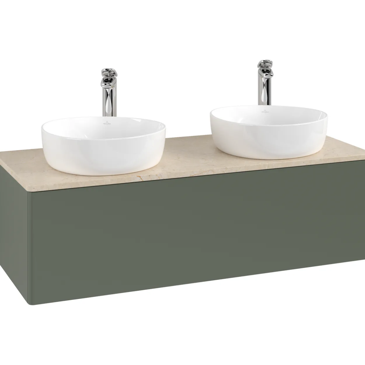 V&b antao servantskap 1 skuff glatt 1200x360x500 for 2 serv. m/kranhull grønn/créme