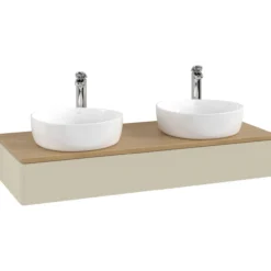V&b antao servantskap 1 skuff glatt 1200x190x500 for 2 serv. m/kranhull silkegrå/eik