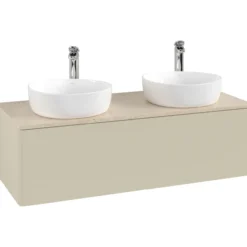 V&b antao servantskap 1 skuff glatt 1200x360x500 for 2 serv. m/kranhull silkegrå/créme