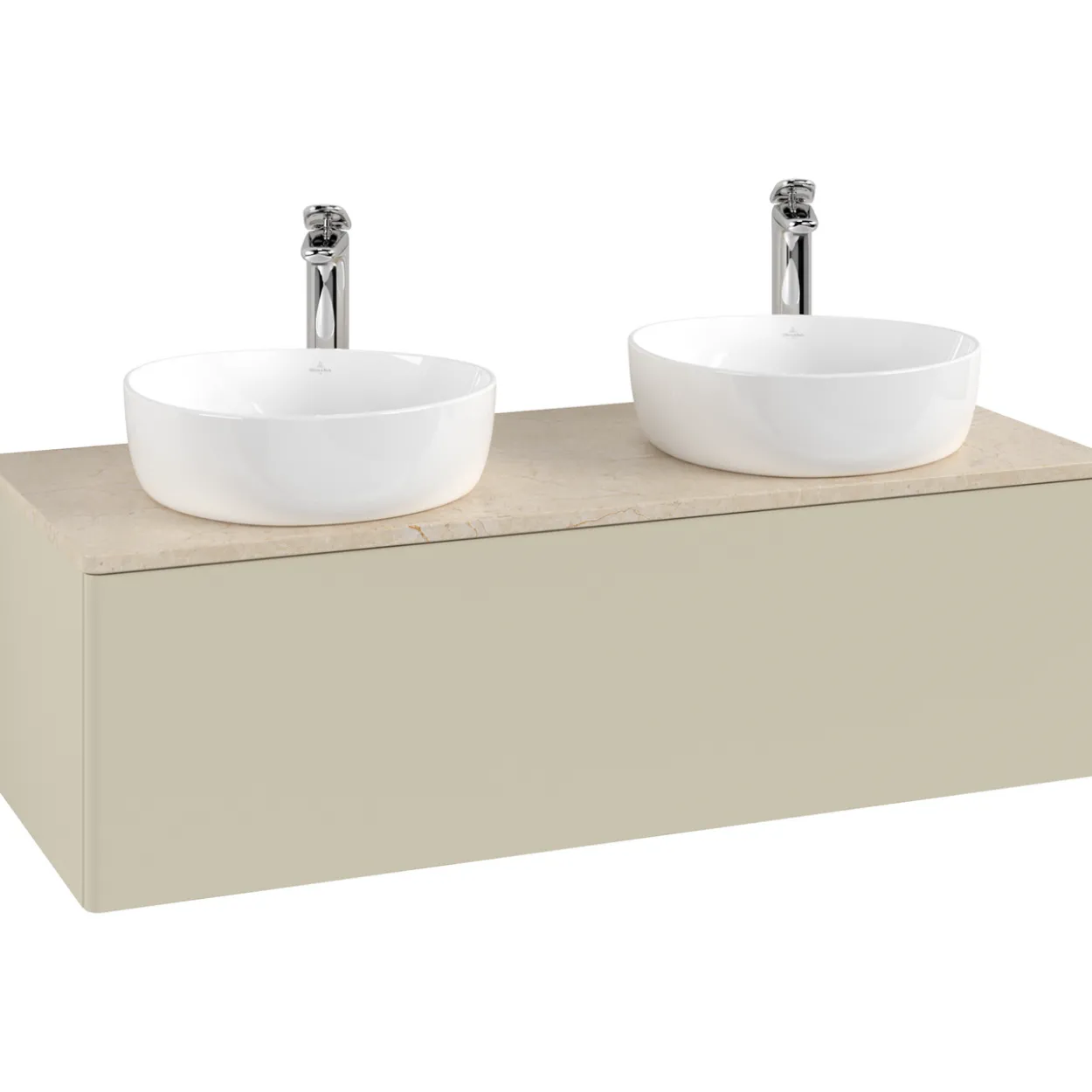 V&b antao servantskap 1 skuff glatt 1200x360x500 for 2 serv. m/kranhull silkegrå/créme