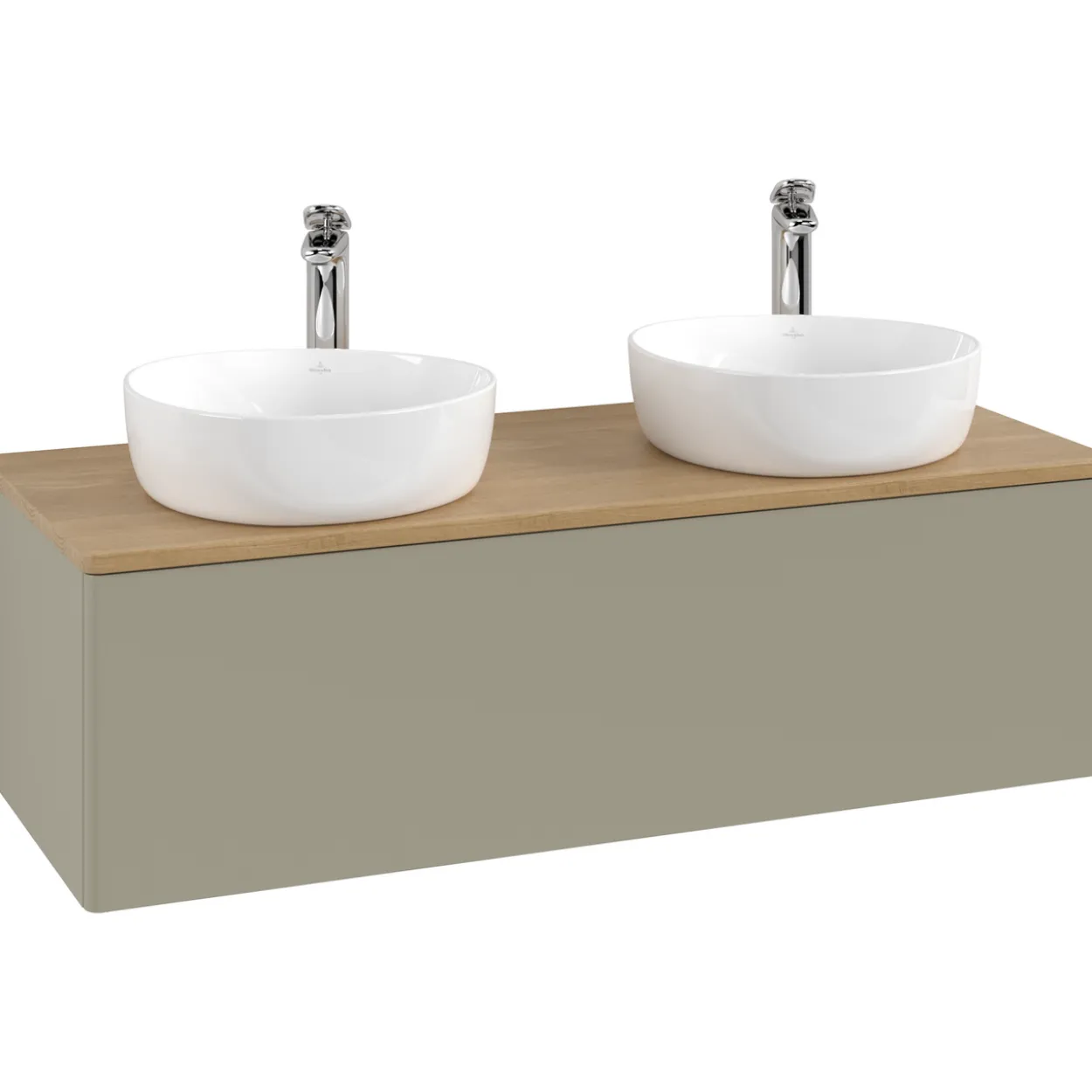 V&b antao servantskap 1 skuff glatt 1200x360x500 for 2 serv. m/kranhull stengrå/eik