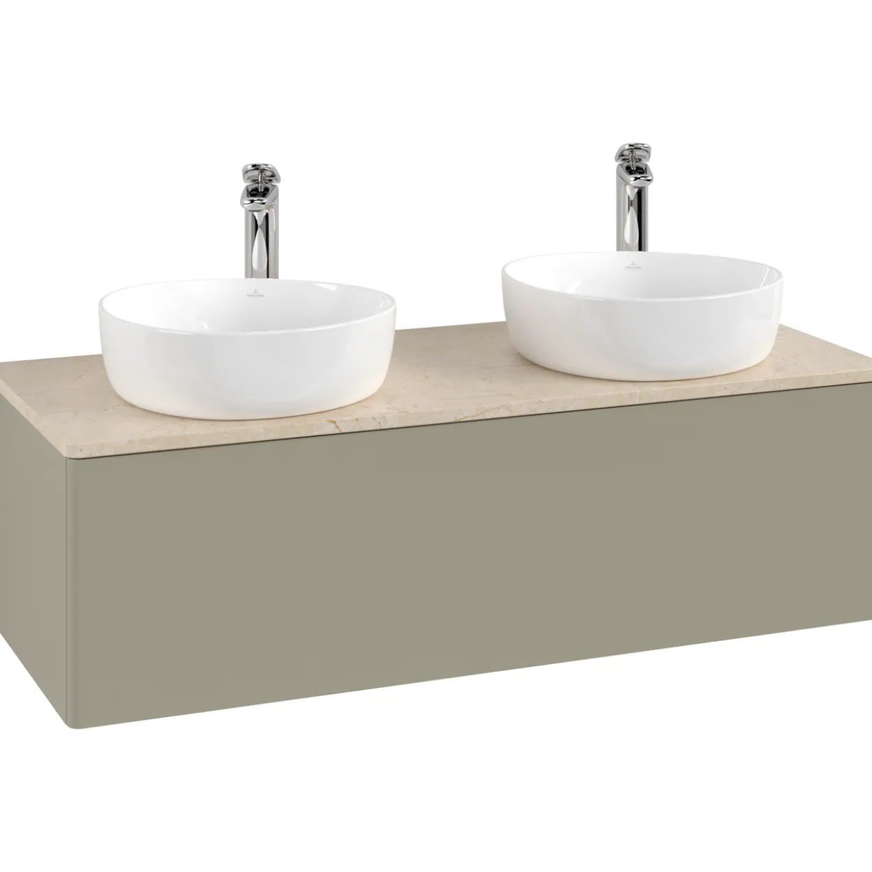 V&b antao servantskap 1 skuff glatt 1200x360x500 for 2 serv. m/kranhull stengrå/créme