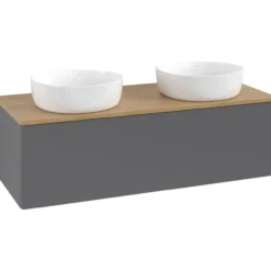 V&b antao servantskap 1 skuff glatt 1200x360x500 for 2 serv. u/kranhull antrasitt/eik