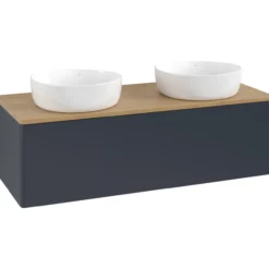 V&b antao servantskap 1 skuff glatt 1200x360x500 for 2 serv. u/kranhull blå/eik