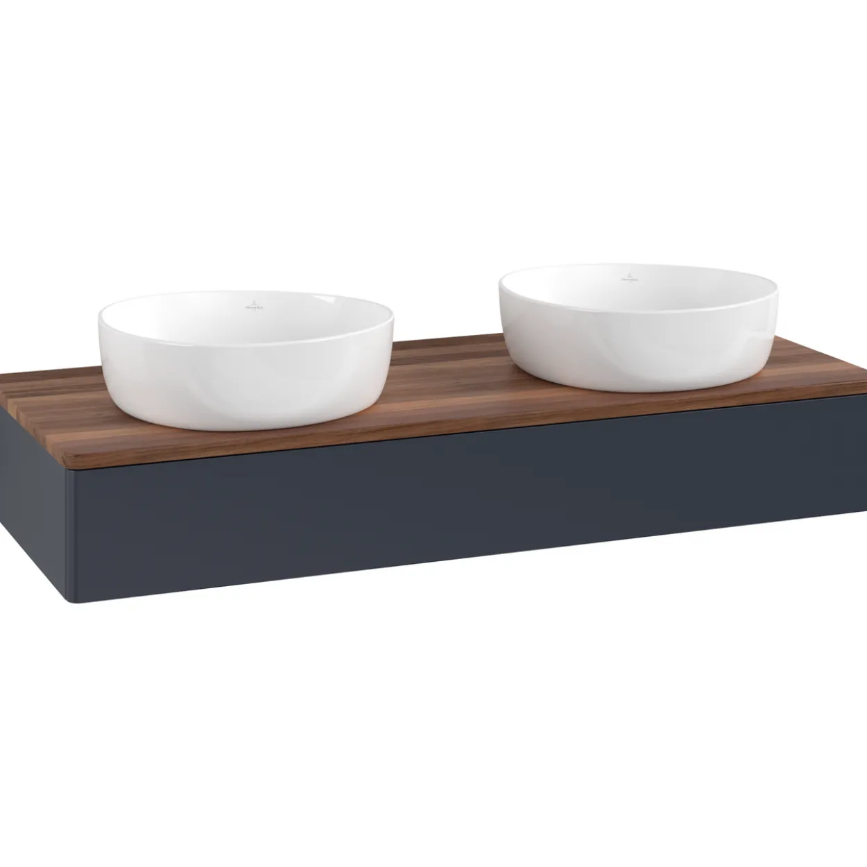 V&b antao servantskap 1 skuff glatt 1200x190x500 for 2 serv. u/kranhull blå/valnøtt