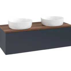 V&b antao servantskap 1 skuff glatt 1200x360x500 for 2 serv. u/kranhull blå/valnøtt