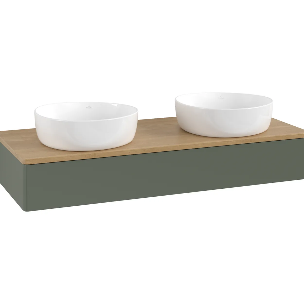 V&b antao servantskap 1 skuff glatt 1200x190x500 for 2 serv. u/kranhull grønn/eik
