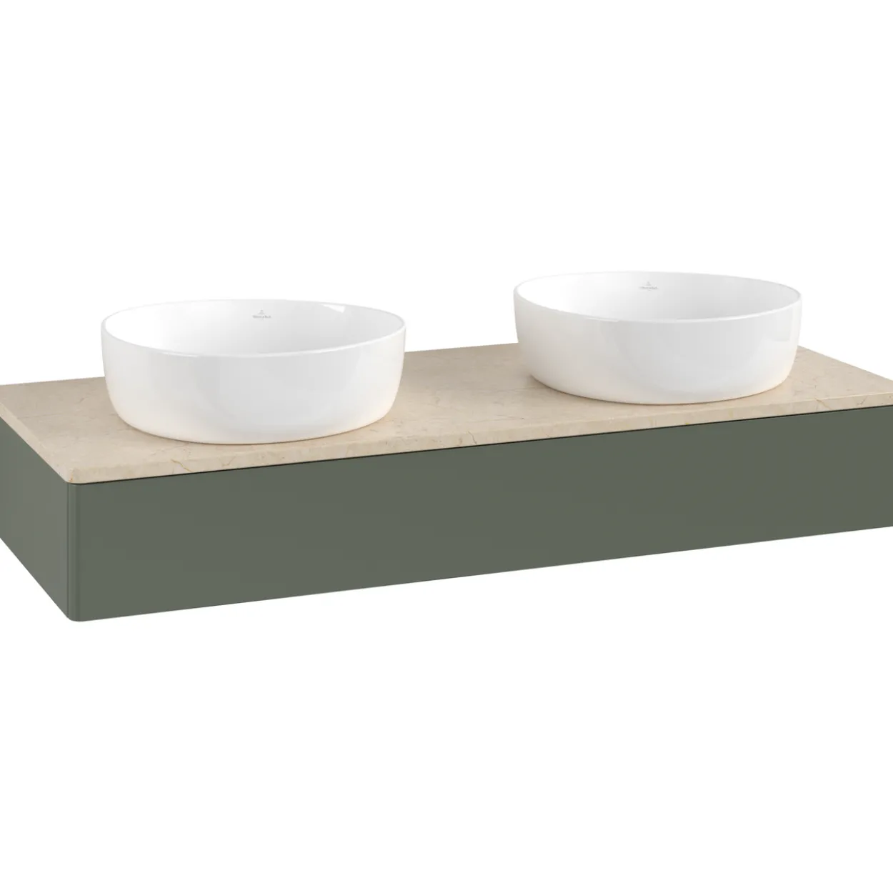 V&b antao servantskap 1 skuff glatt 1200x190x500 for 2 serv. u/kranhull grønn/créme