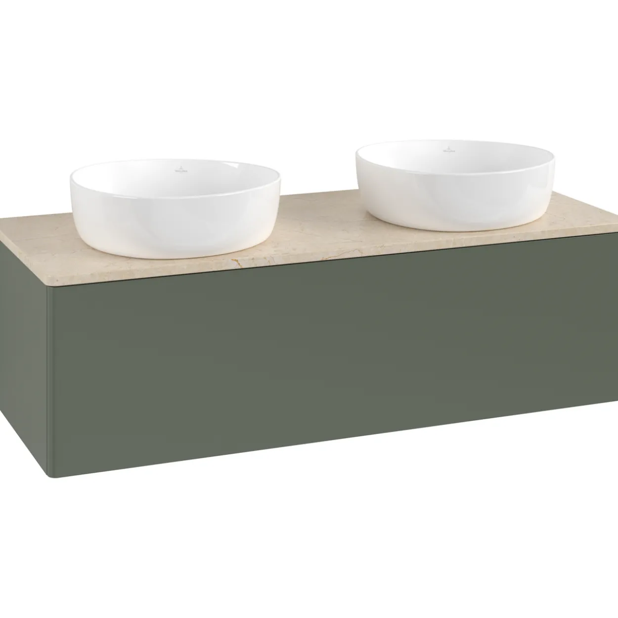 V&b antao servantskap 1 skuff glatt 1200x360x500 for 2 serv. u/kranhull grønn/créme