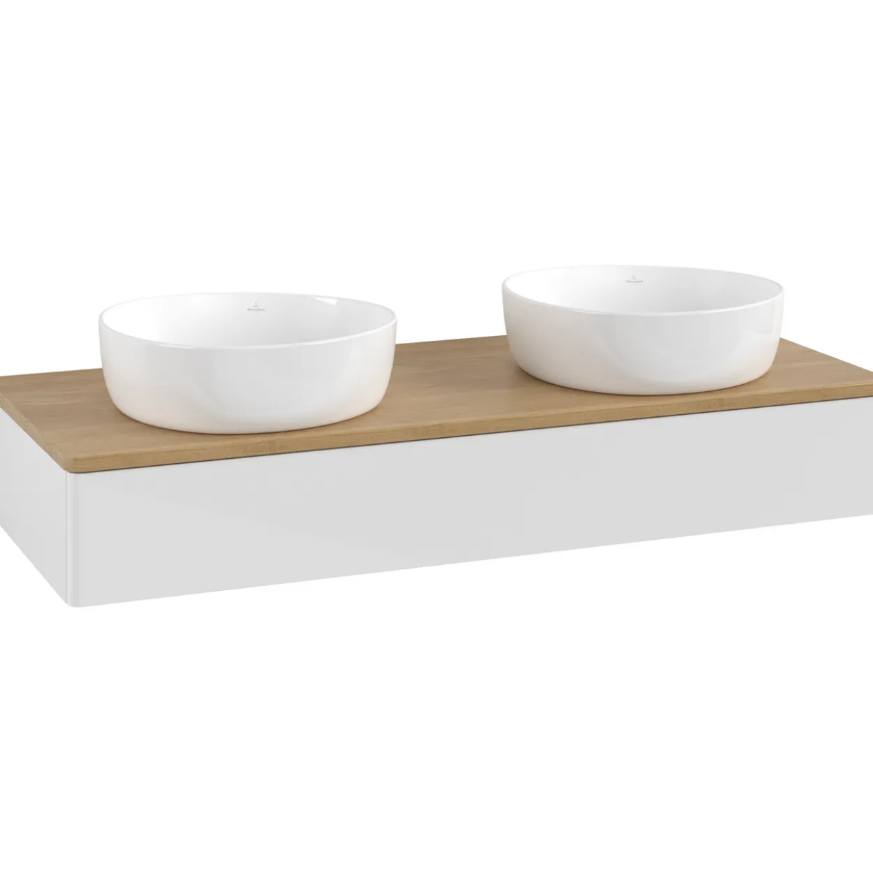 V&b antao servantskap 1 skuff glatt 1200x190x500 for 2 serv. u/kranhull hvit/eik