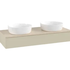 V&b antao servantskap 1 skuff glatt 1200x190x500 for 2 serv. u/kranhull silkegrå/créme