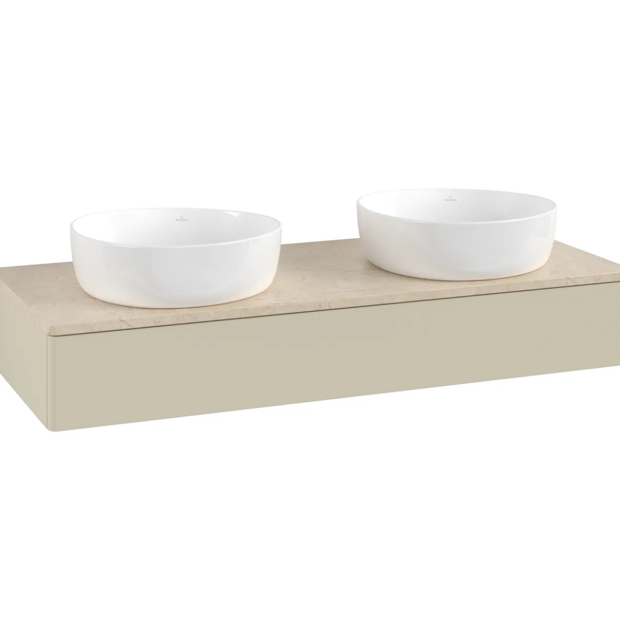 V&b antao servantskap 1 skuff glatt 1200x190x500 for 2 serv. u/kranhull silkegrå/créme