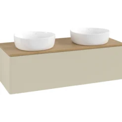 V&b antao servantskap 1 skuff glatt 1200x360x500 for 2 serv. u/kranhull silkegrå/eik