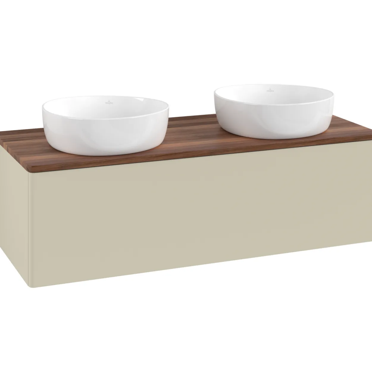 V&b antao servantskap 1 skuff glatt 1200x360x500 for 2 serv. u/kranhull silkegrå/valnøtt