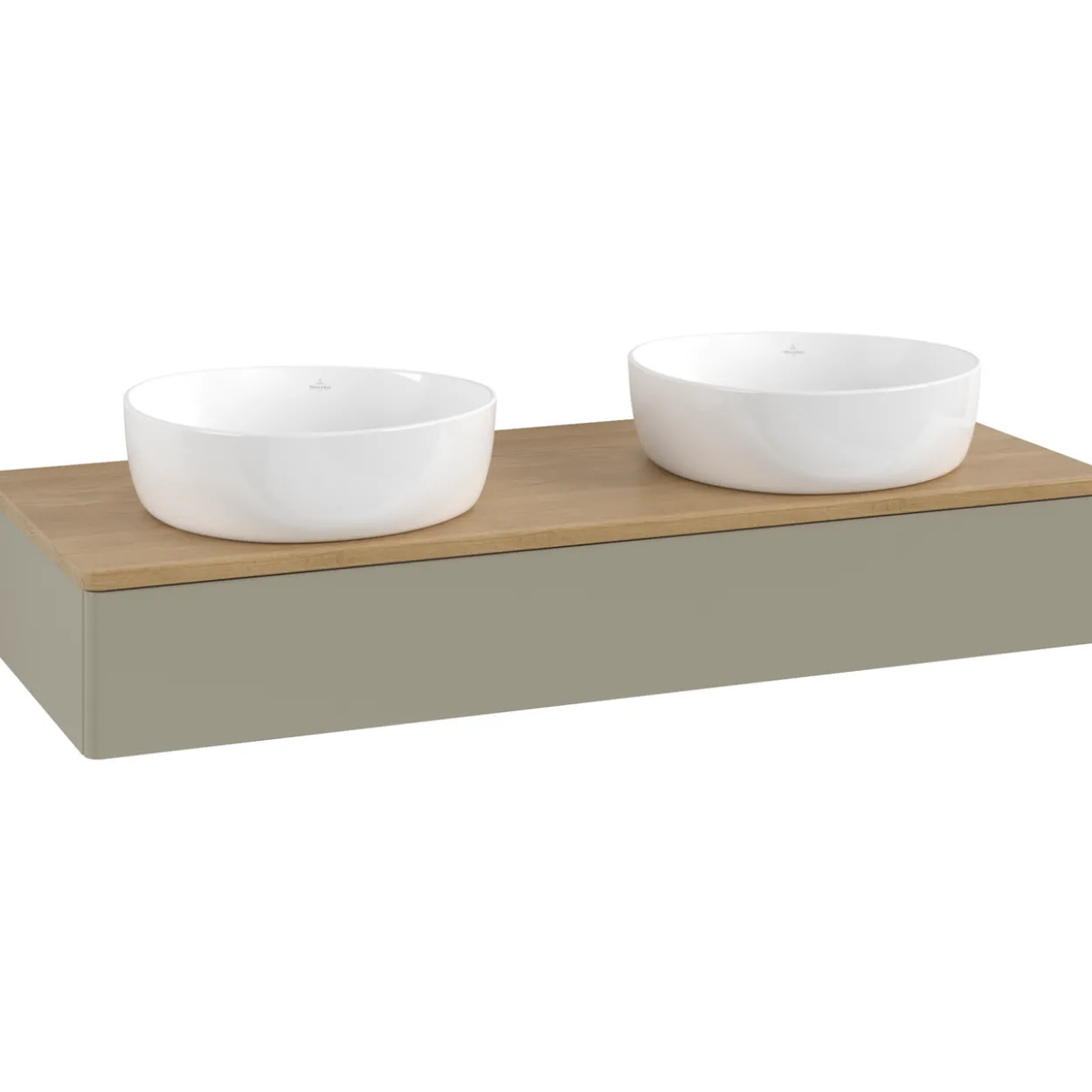 V&b antao servantskap 1 skuff glatt 1200x190x500 for 2 serv. u/kranhull stengrå/eik