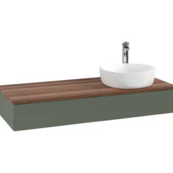 V&b antao servantskap 1 skuff glatt 1200x190x500 høyre m/kranhull grønn/valnøtt