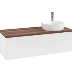 V&b antao servantskap 1 skuff glatt 1200x360x500 høyre m/kranhull matt hvit/valnøtt