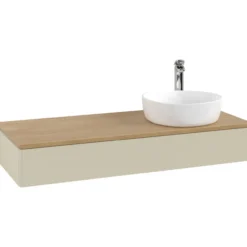 V&b antao servantskap 1 skuff glatt 1200x190x500 høyre m/kranhull silkegrå/eik