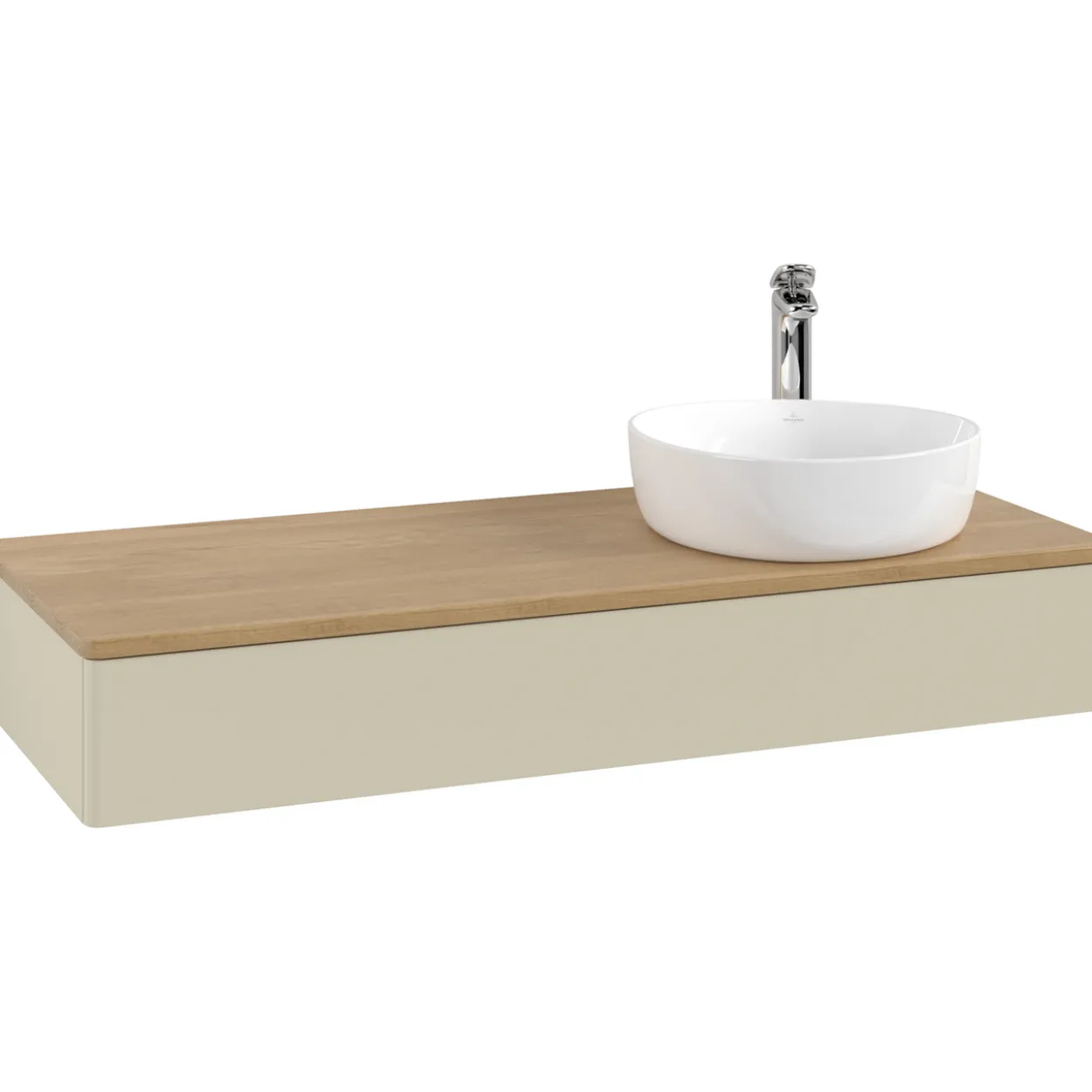 V&b antao servantskap 1 skuff glatt 1200x190x500 høyre m/kranhull silkegrå/eik
