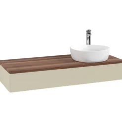 V&b antao servantskap 1 skuff glatt 1200x190x500 høyre m/kranhull silkegrå/valnøtt