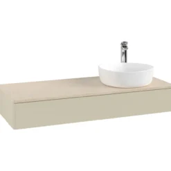 V&b antao servantskap 1 skuff glatt 1200x190x500 høyre m/kranhull silkegrå/créme