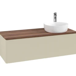 V&b antao servantskap 1 skuff glatt 1200x360x500 høyre m/kranhull silkegrå/valnøtt