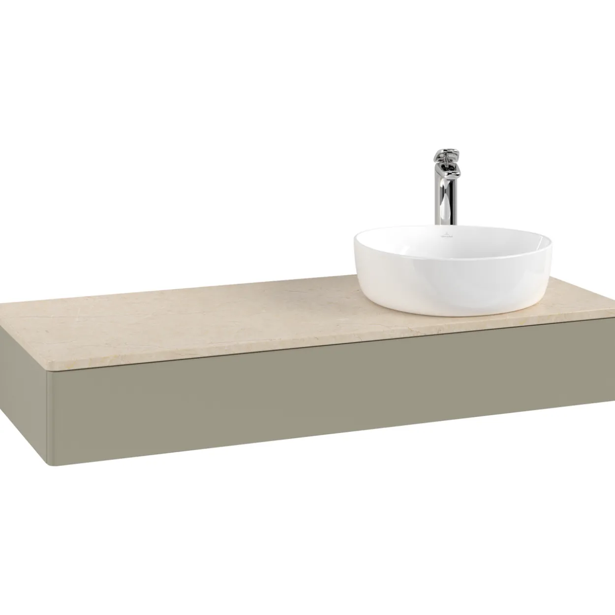 V&b antao servantskap 1 skuff glatt 1200x190x500 høyre m/kranhull stengrå/créme