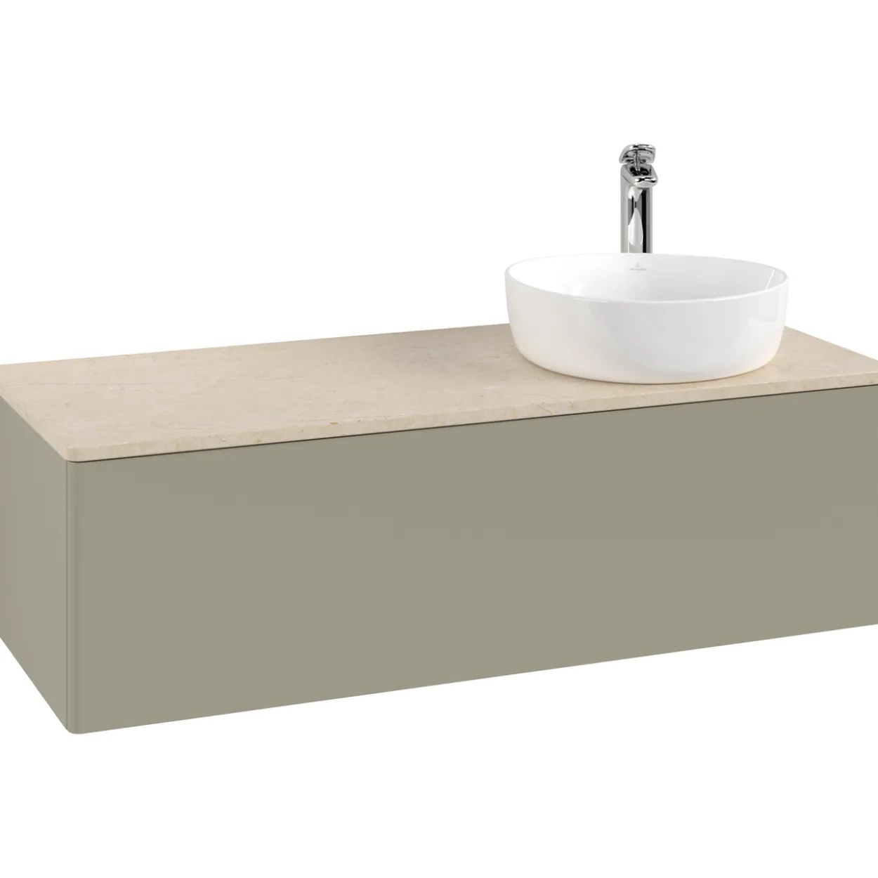 V&b antao servantskap 1 skuff glatt 1200x360x500 høyre m/kranhull stengrå/créme